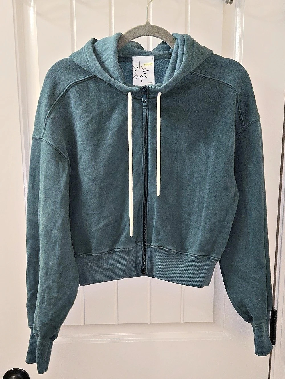 Offline by Aerie Cloud Fleece Cropped Full Zip Sweatshirt Teal Blue Medium